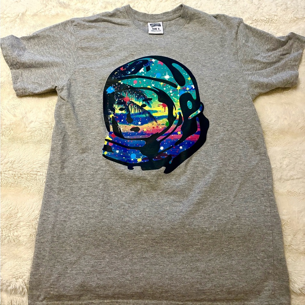 BILLIONAIRE BOYS CLUB Gray T-Shirt with Colorful Astronaut Graphic Small